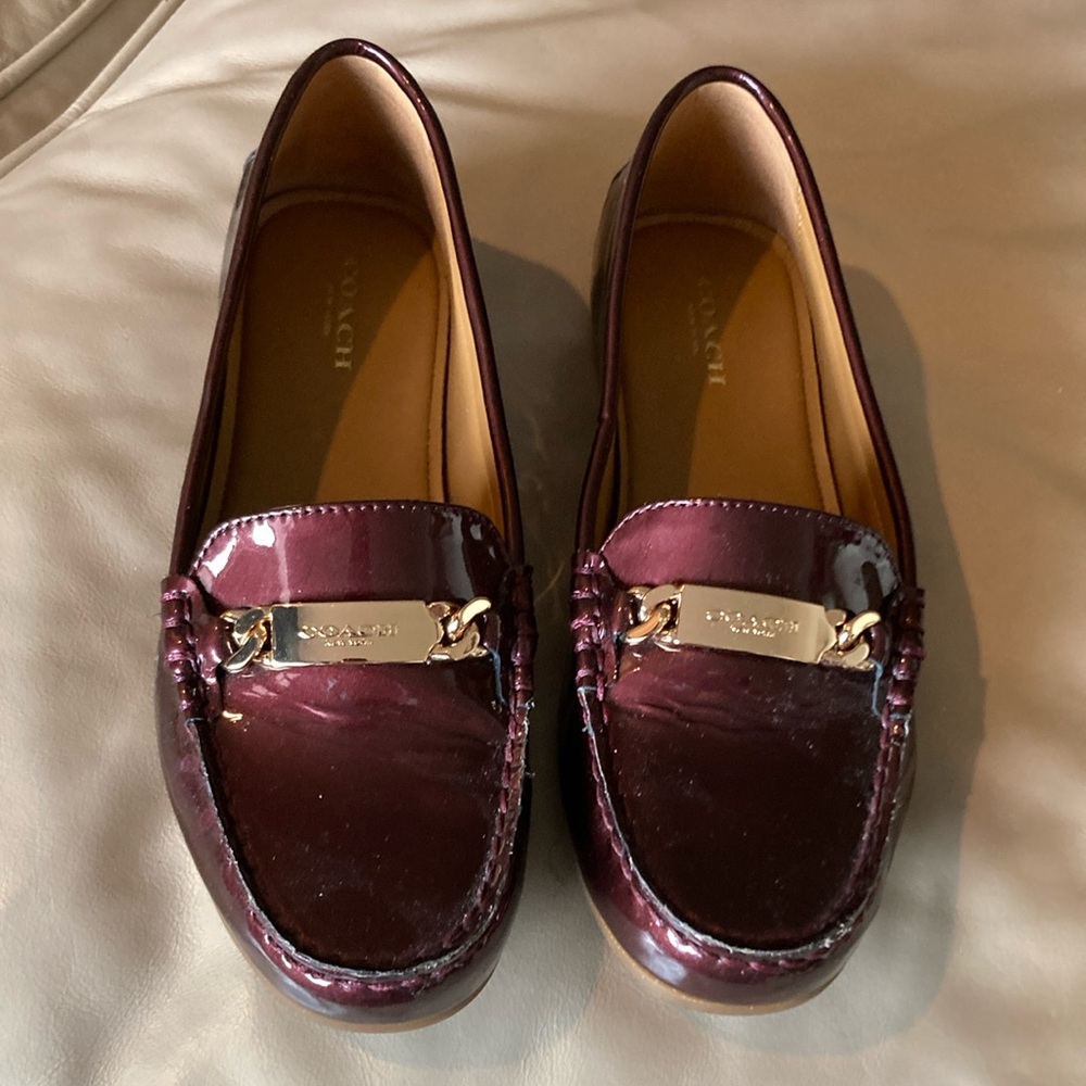 Coach Burgundy Loafers with Gold Accents